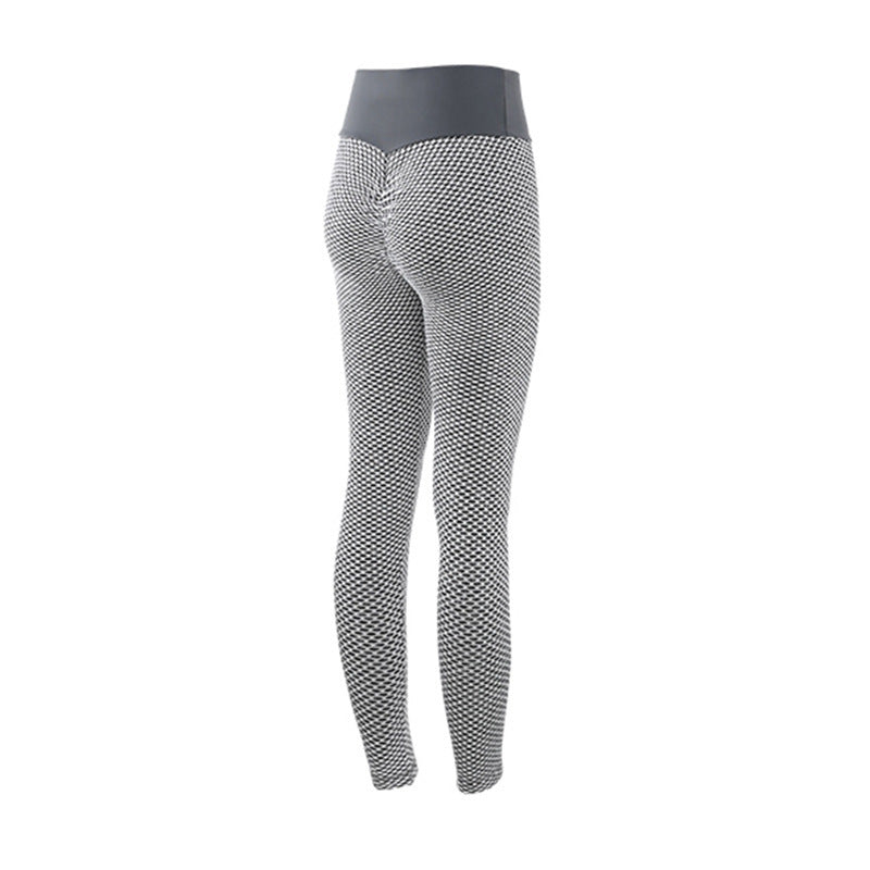 Plaid seamless leggings with high waist design for yoga and gym