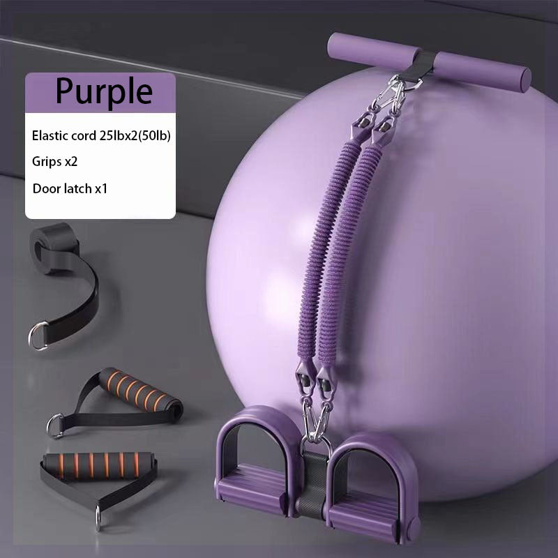 Adjustable resistance bands with foot pedals and handles for full-body workouts