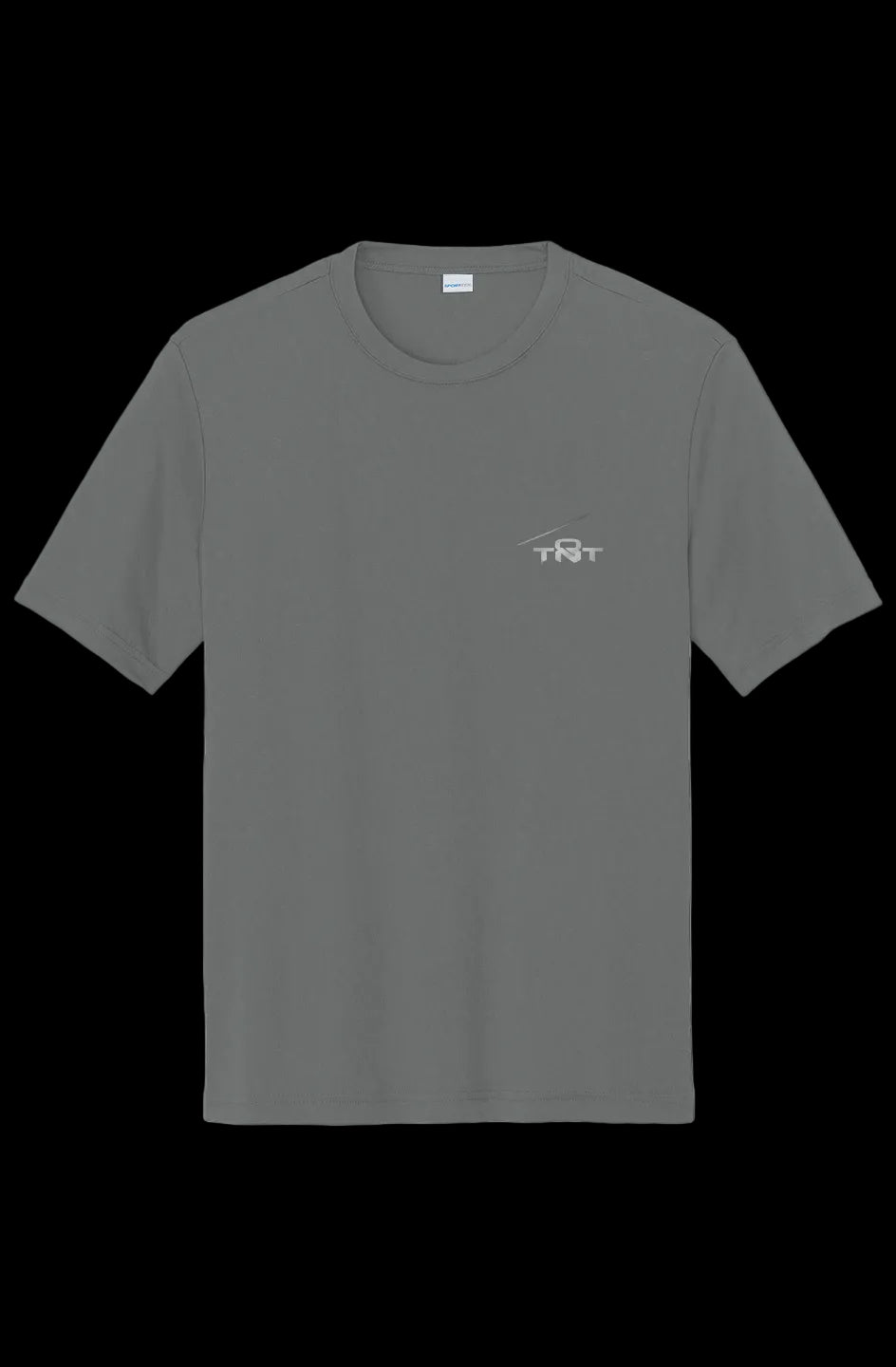Iron Grey Heather TNT Fitness Gear Core Performance Tee with breathable moisture-wicking athletic fabric