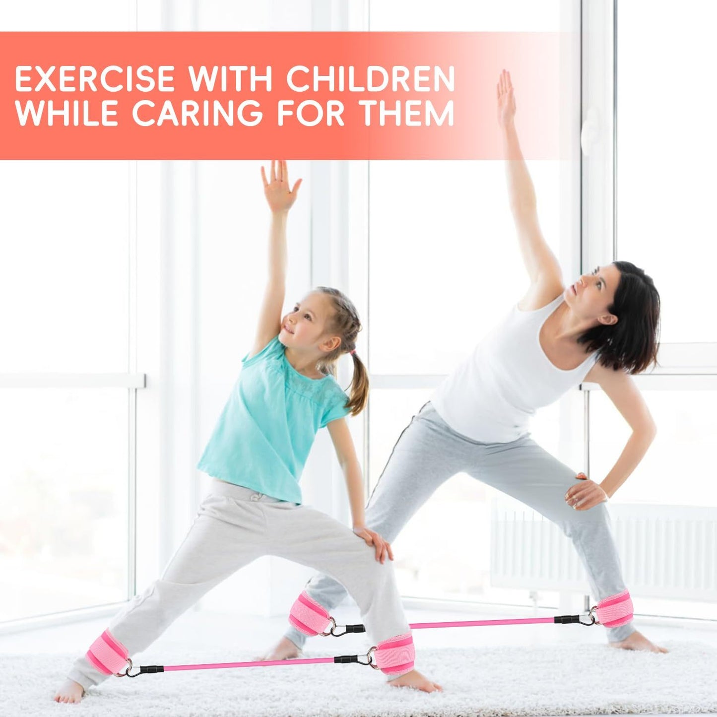 Women's ankle resistance bands with cuffs for glute and hip workouts – 3-in-1 home fitness set