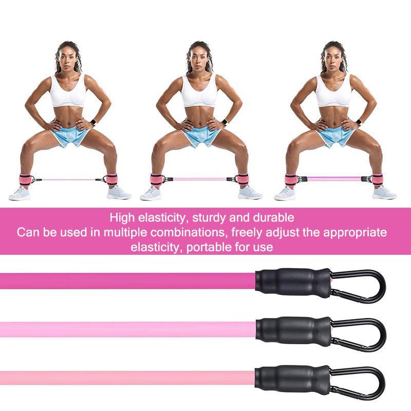 Women's ankle resistance bands with cuffs for glute and hip workouts – 3-in-1 home fitness set