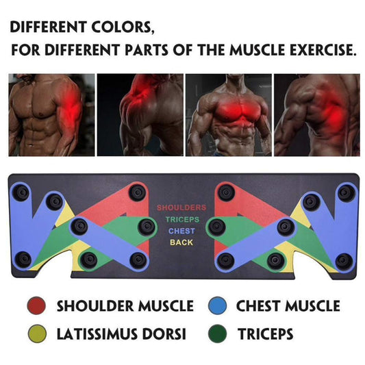 9-in-1 Push-Up Rack Board for ABS and muscle training. Perfect home fitness equipment for bodybuilding by TNT Fitness Gear