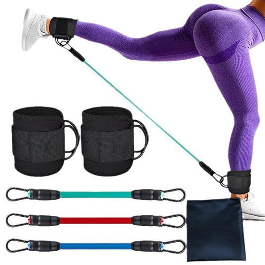 Women's ankle resistance bands with cuffs for glute and hip workouts – 3-in-1 home fitness set