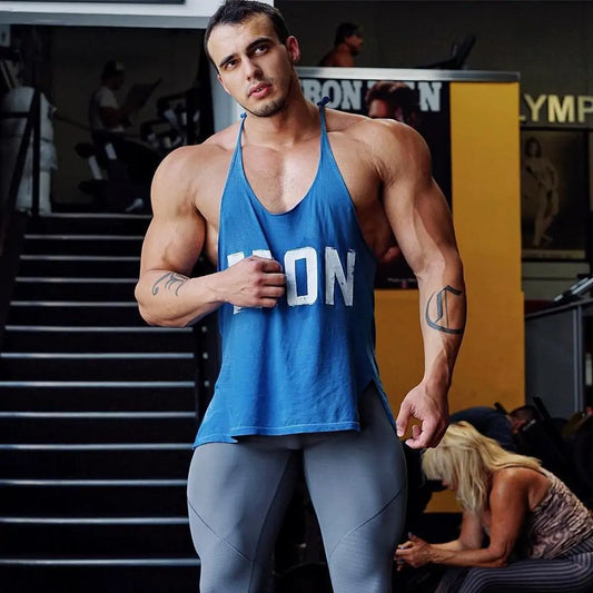 Men's Athletic Y-Back 'IRON' Printed Gym Muscle Shirt – Bodybuilding Tank Top: Lightweight and breathable tank top featuring a bold 'IRON' print, Y-back design, and thin shoulder straps for enhanced mobility and comfort during workouts or casual wear - TNT Fitness Gear
