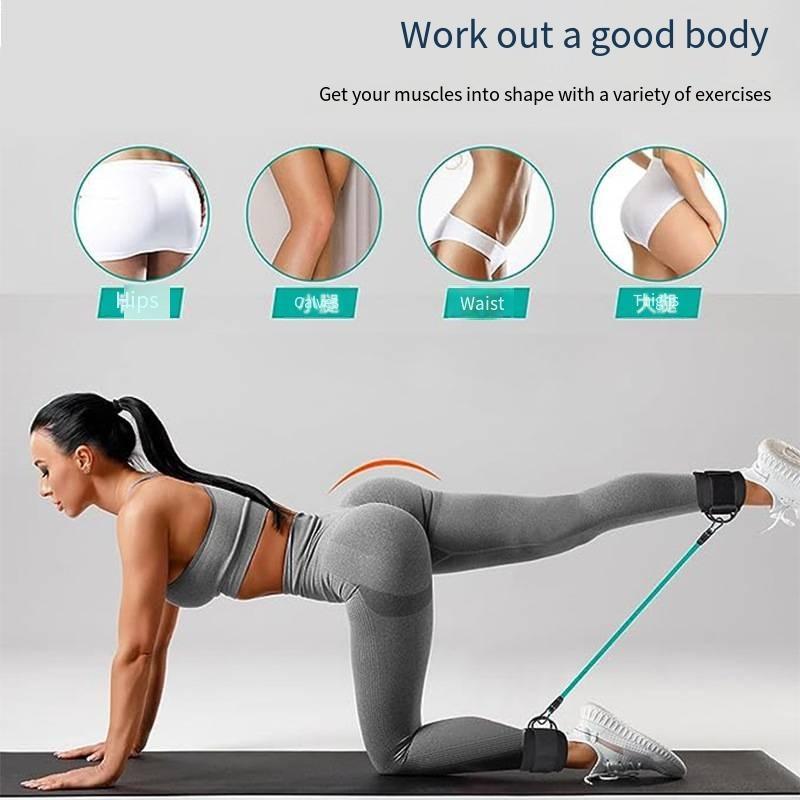 Women's ankle resistance bands with cuffs for glute and hip workouts – 3-in-1 home fitness set