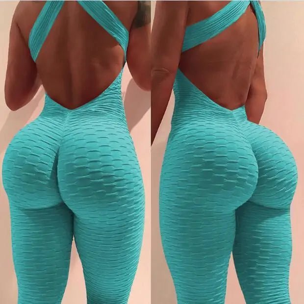 Anti-cellulite textured fitness bodysuit with a sculpting fit, designed for style, support, and enhanced performance during workouts- TNT Fitness Gear
