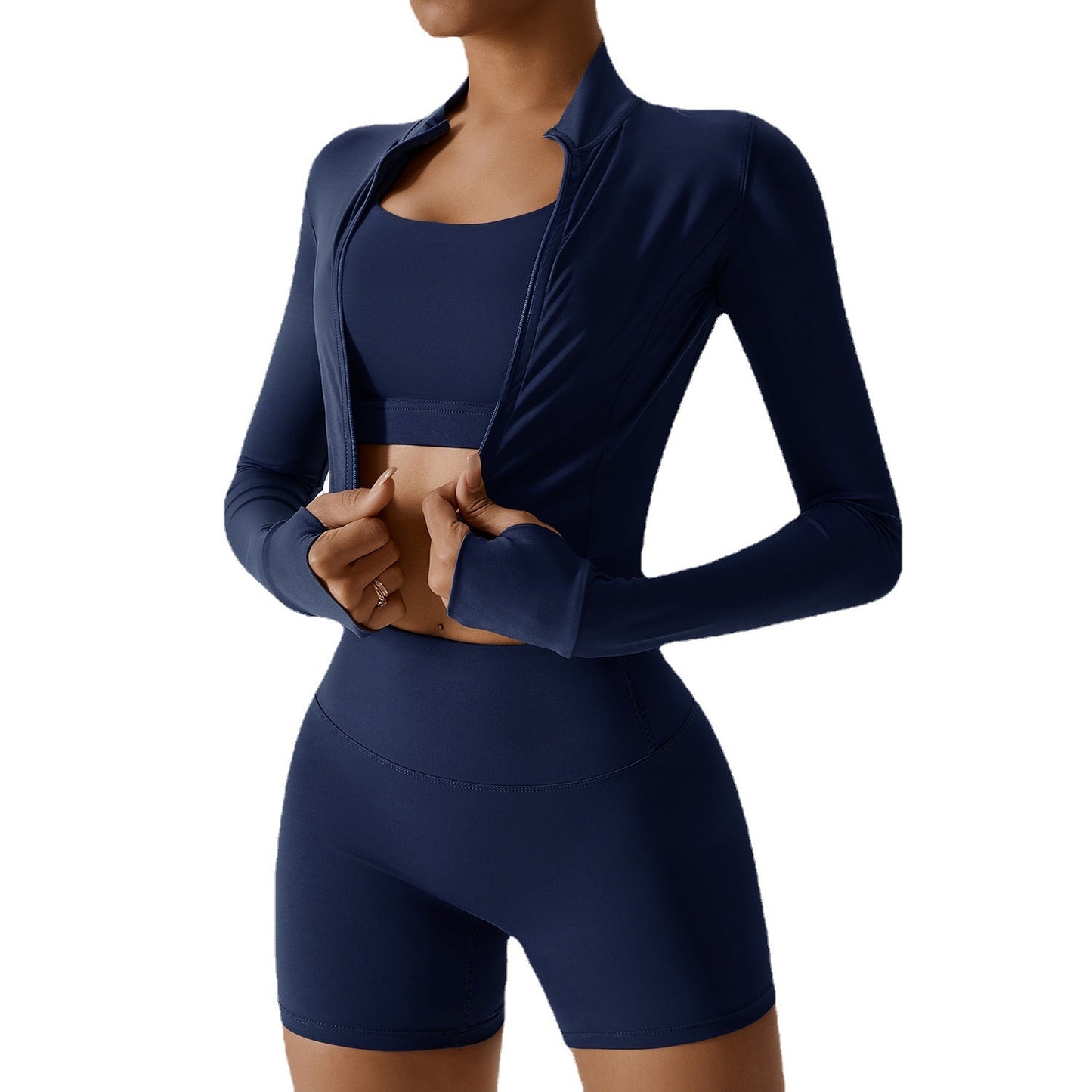3-piece nylon spandex fitness outfit in magenta