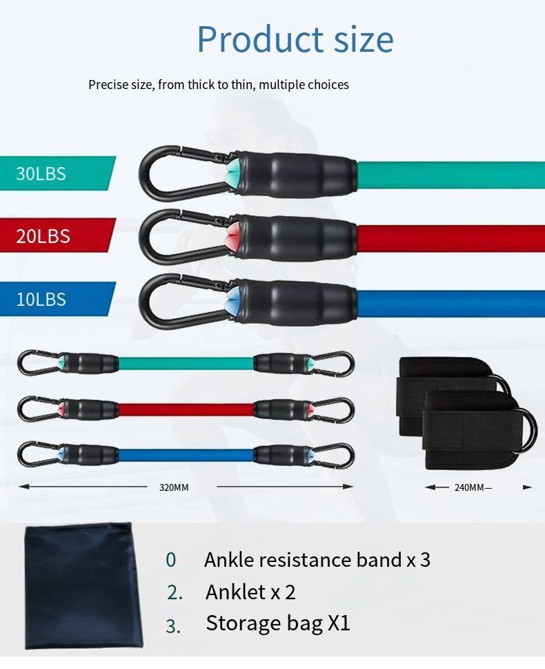 Women's ankle resistance bands with cuffs for glute and hip workouts – 3-in-1 home fitness set