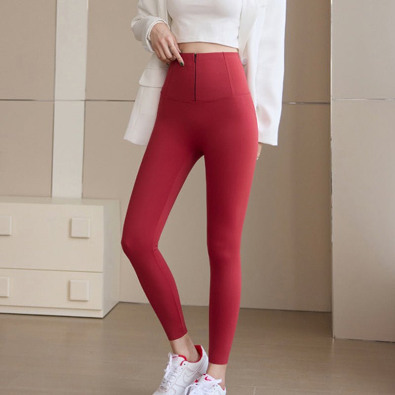 High-waist, butt-lifting leggings with belly control. Warm velvet zipper pants for winter by TNT Fitness Gear