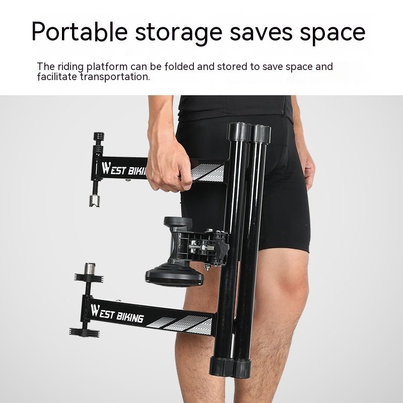Premium indoor bicycle trainer with robust steel construction for durability and stability during intense workouts. Features advanced magnet resistance for a seamless riding experience and bike-friendly design to prevent wear. Lightweight, portable, and compatible with various bike sizes, ideal for training in any weather. - TNT Fitness