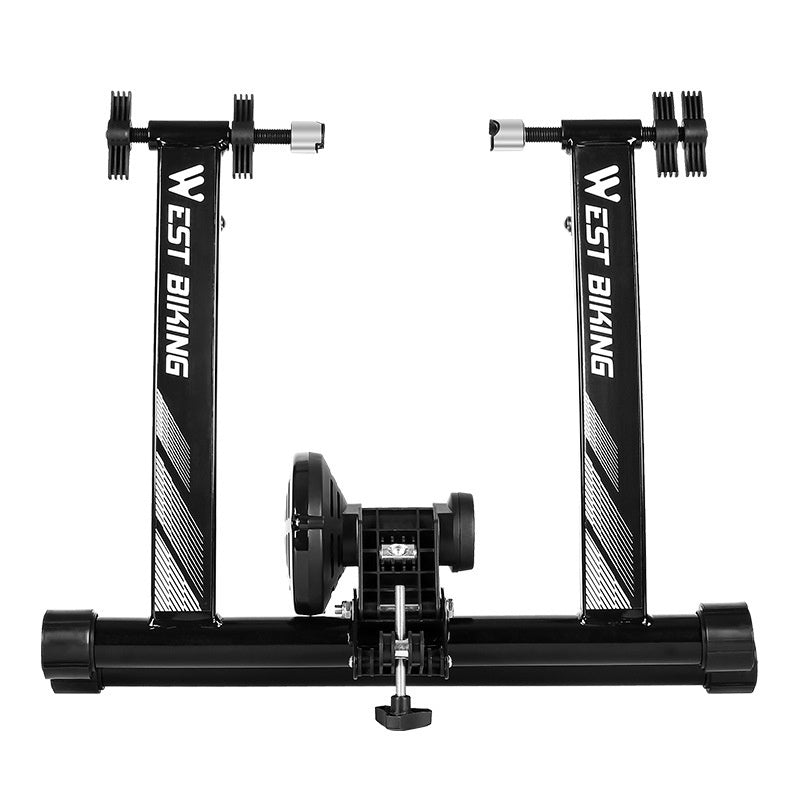 Premium indoor bicycle trainer with robust steel construction for durability and stability during intense workouts. Features advanced magnet resistance for a seamless riding experience and bike-friendly design to prevent wear. Lightweight, portable, and compatible with various bike sizes, ideal for training in any weather. - TNT Fitness