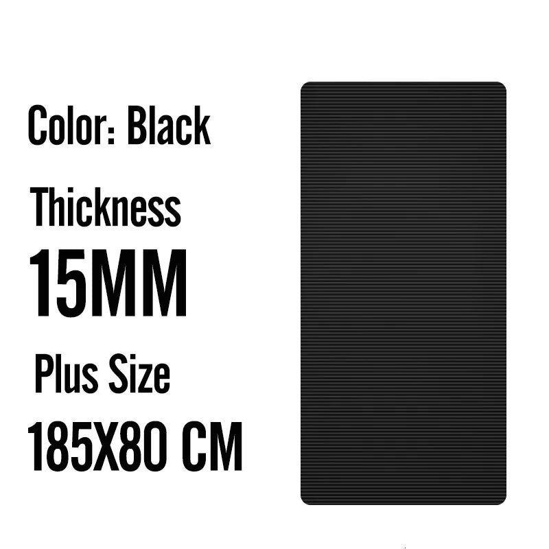 Big size gym workout yoga mat crafted from high-quality elastic NBR for optimal cushioning and support. Features dual-sided non-slip surfaces for secure workouts, easy-to-clean material for hygiene, and large dimensions suitable for dynamic movements and all fitness levels. Perfect for home gyms, studios, or group classes. TNT Fitness Gear