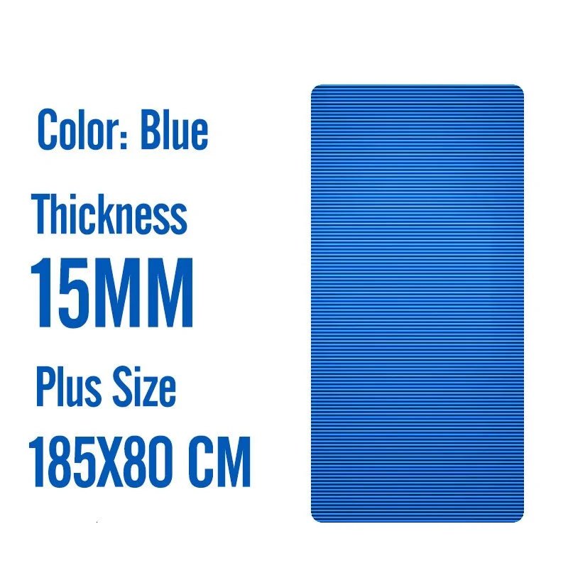 Big size gym workout yoga mat crafted from high-quality elastic NBR for optimal cushioning and support. Features dual-sided non-slip surfaces for secure workouts, easy-to-clean material for hygiene, and large dimensions suitable for dynamic movements and all fitness levels. Perfect for home gyms, studios, or group classes. TNT Fitness Gear