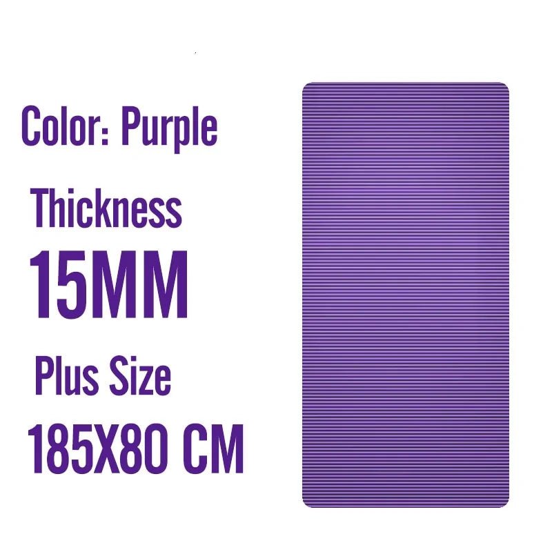 Big size gym workout yoga mat crafted from high-quality elastic NBR for optimal cushioning and support. Features dual-sided non-slip surfaces for secure workouts, easy-to-clean material for hygiene, and large dimensions suitable for dynamic movements and all fitness levels. Perfect for home gyms, studios, or group classes. TNT Fitness Gear