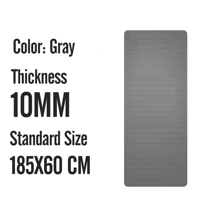 Big size gym workout yoga mat crafted from high-quality elastic NBR for optimal cushioning and support. Features dual-sided non-slip surfaces for secure workouts, easy-to-clean material for hygiene, and large dimensions suitable for dynamic movements and all fitness levels. Perfect for home gyms, studios, or group classes. TNT Fitness Gear