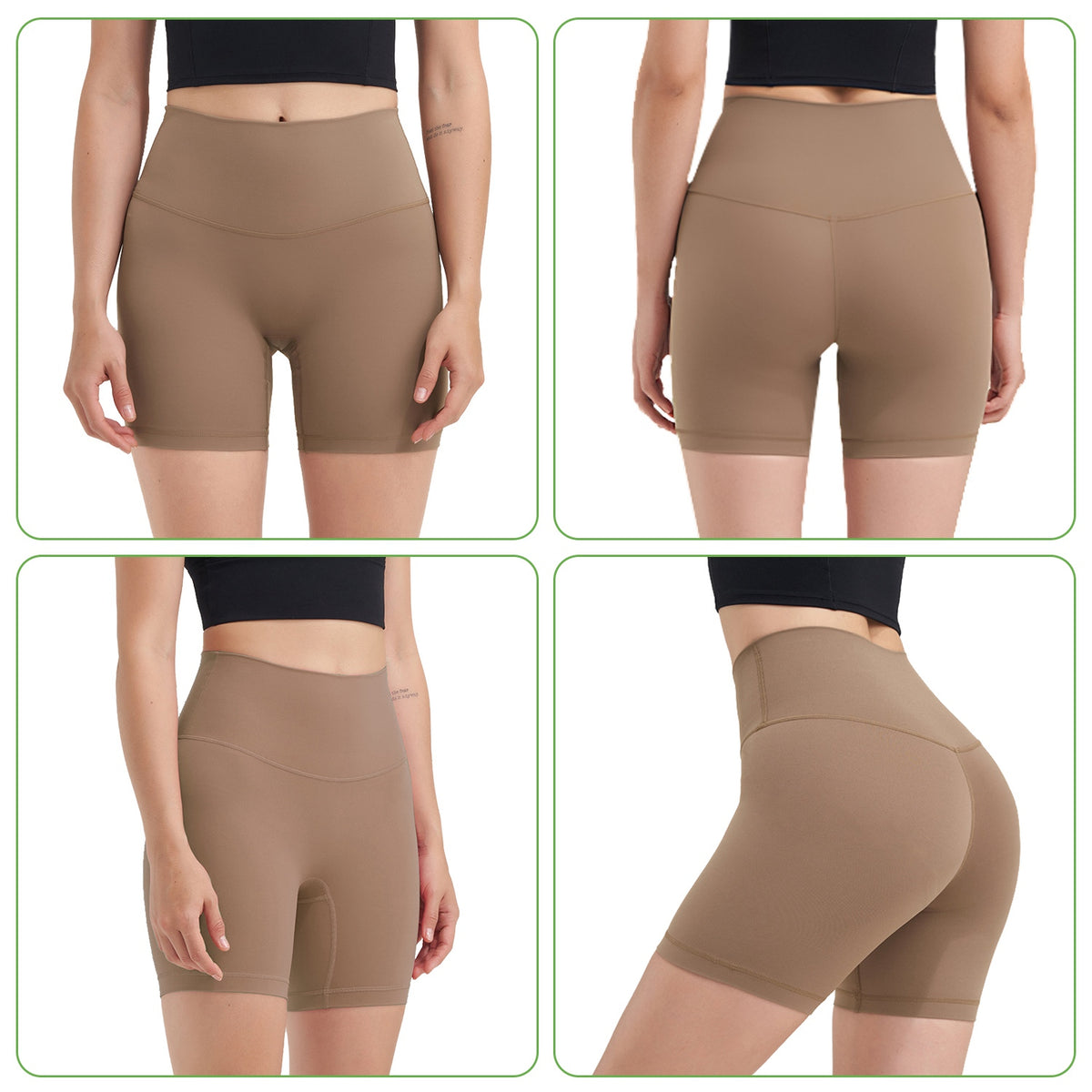 Women wearing high-waisted training biker shorts during workout movement