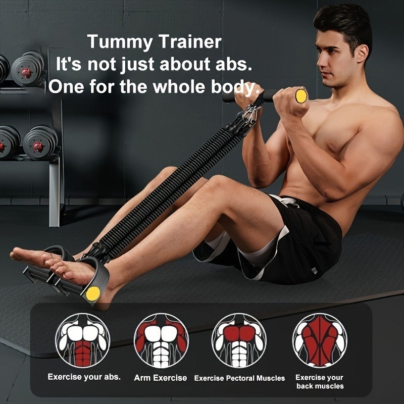Adjustable resistance bands with foot pedals and handles for full-body workouts