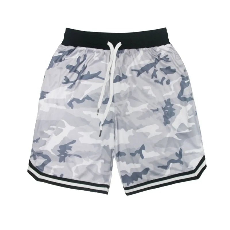 Camouflage Sports / Fitness Shorts - breathable, lightweight fabric with flexible design, elastic waistband, and pockets for essentials. Bold camouflage pattern for workouts and casual wear - TNT Fitness Gear