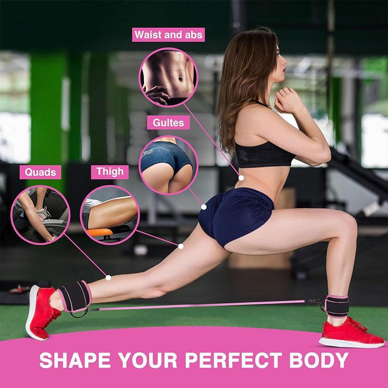 Women's ankle resistance bands with cuffs for glute and hip workouts – 3-in-1 home fitness set