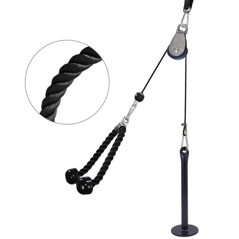 Fitness Lat and Lift Pulley Cable System designed for versatile strength training. Ideal for exercises like lat pulldowns, bicep curls, and tricep extensions. Durable and easy to install, perfect for enhancing upper body workouts at home or in the gym- TNT Fitness Gear