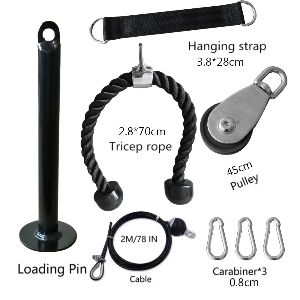 Fitness Lat and Lift Pulley Cable System designed for versatile strength training. Ideal for exercises like lat pulldowns, bicep curls, and tricep extensions. Durable and easy to install, perfect for enhancing upper body workouts at home or in the gym- TNT Fitness Gear