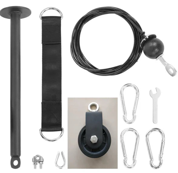 Fitness Lat and Lift Pulley Cable System designed for versatile strength training. Ideal for exercises like lat pulldowns, bicep curls, and tricep extensions. Durable and easy to install, perfect for enhancing upper body workouts at home or in the gym- TNT Fitness Gear