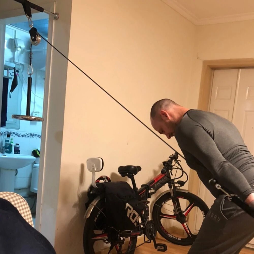 Fitness Lat and Lift Pulley Cable System designed for versatile strength training. Ideal for exercises like lat pulldowns, bicep curls, and tricep extensions. Durable and easy to install, perfect for enhancing upper body workouts at home or in the gym- TNT Fitness Gear