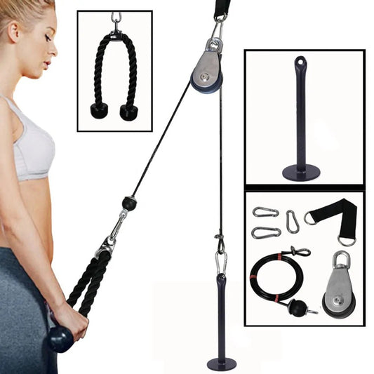 Fitness Lat and Lift Pulley Cable System designed for versatile strength training. Ideal for exercises like lat pulldowns, bicep curls, and tricep extensions. Durable and easy to install, perfect for enhancing upper body workouts at home or in the gym- TNT Fitness Gear