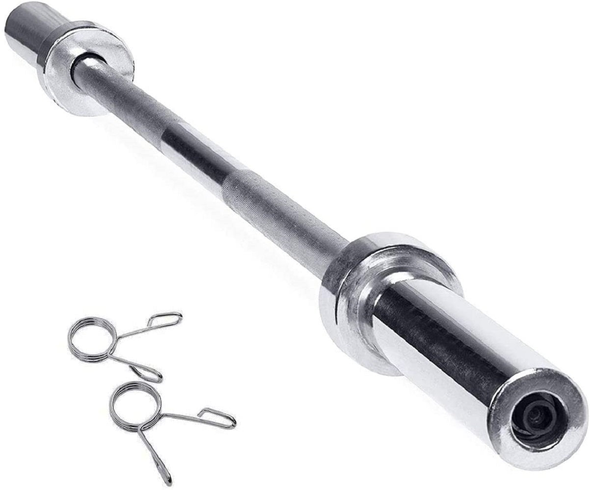 4Ft Olympic chrome curl bar with diamond knurl grip and rotating sleeves – fits 2" weight plates