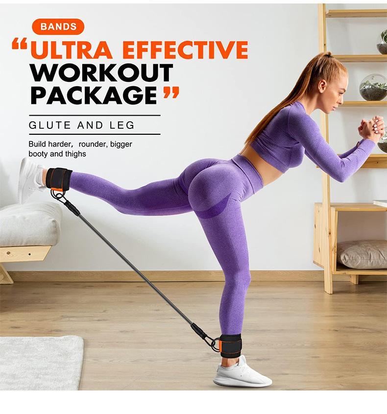 Women's ankle resistance bands with cuffs for glute and hip workouts – 3-in-1 home fitness set