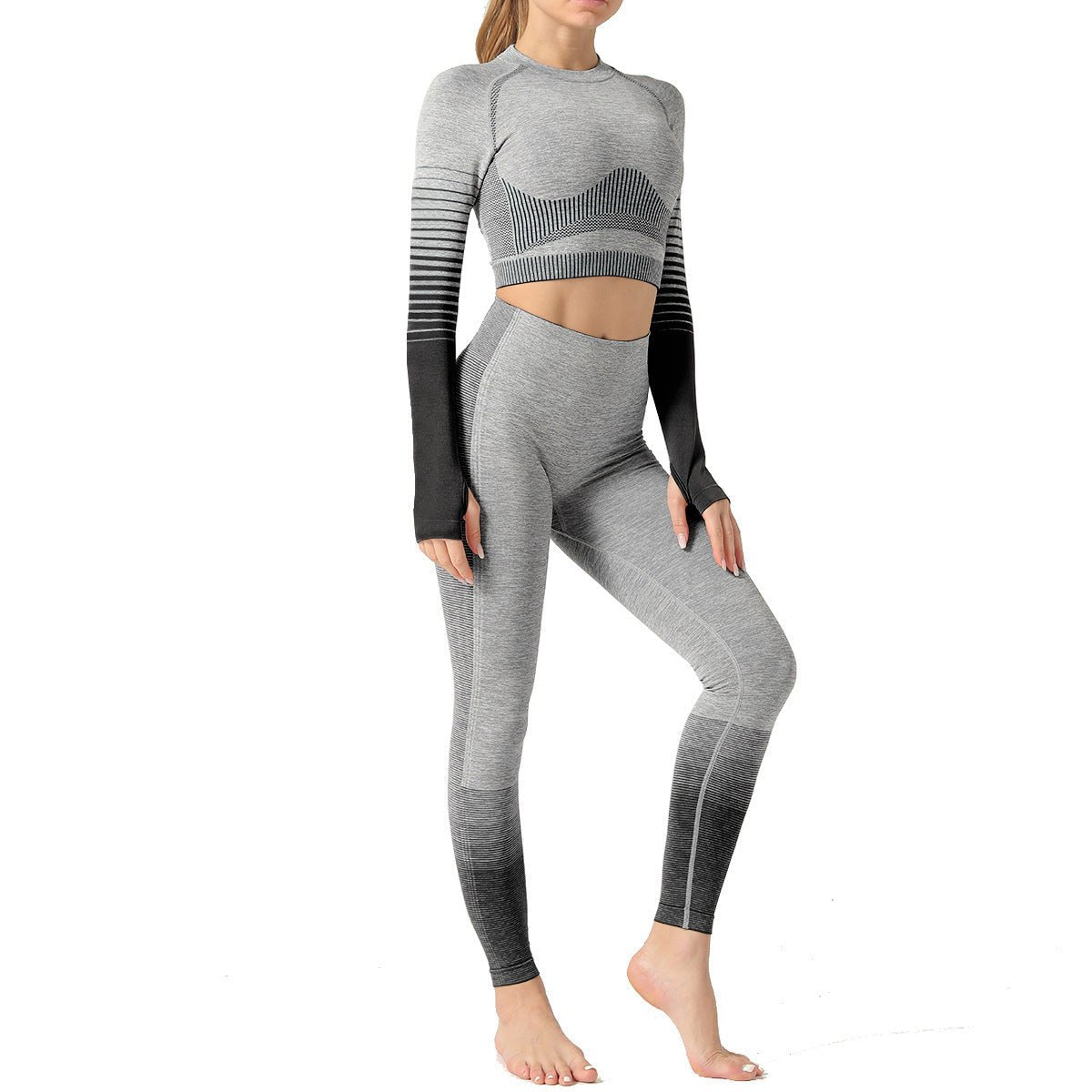 Women's seamless yoga suits designed for comfort and performance, featuring a flexible, breathable fabric that moves with your body. Perfect for yoga, workouts, or casual wear, offering a sleek, stylish fit. TNT Fitness Gear.