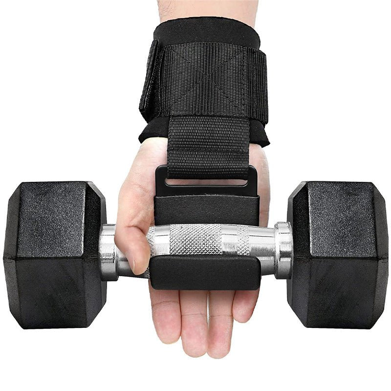 Heavy-Duty Weightlifting Hooks with wrist grip, designed for pull-ups and strength training. Features a durable build and padded wrist support for enhanced grip, reducing hand fatigue and improving lifting performance during intense workouts- TNT Fitness Gear