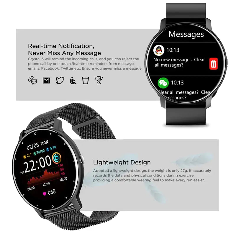 Fitness IP67 Waterproof Smartwatch designed for active lifestyles, featuring health tracking, durable waterproof design, and modern style. Perfect for workouts, outdoor activities, and daily use. - TNT Fitness Gear