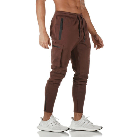Men's slim-fit cargo sweatpants with breathable cotton fabric, sleek design, and zipped pockets by TNT Fitness Gear