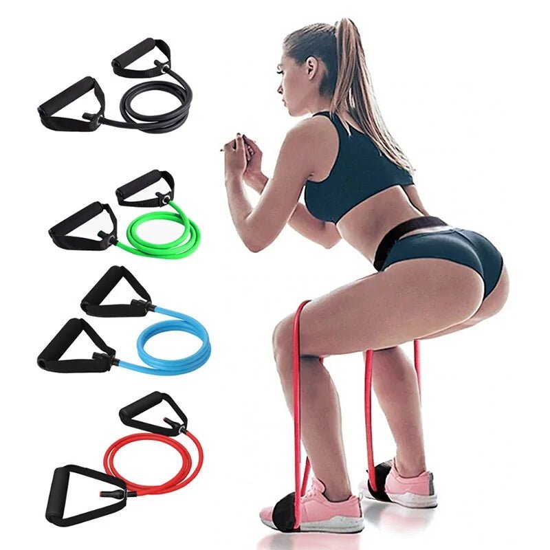 Fitness resistance bands designed for versatile workouts. Perfect for strength training, muscle toning, and rehabilitation exercises. Lightweight, portable, and suitable for various fitness levels, ideal for use at home, in the gym, or on the go -TNT Fitness Gear