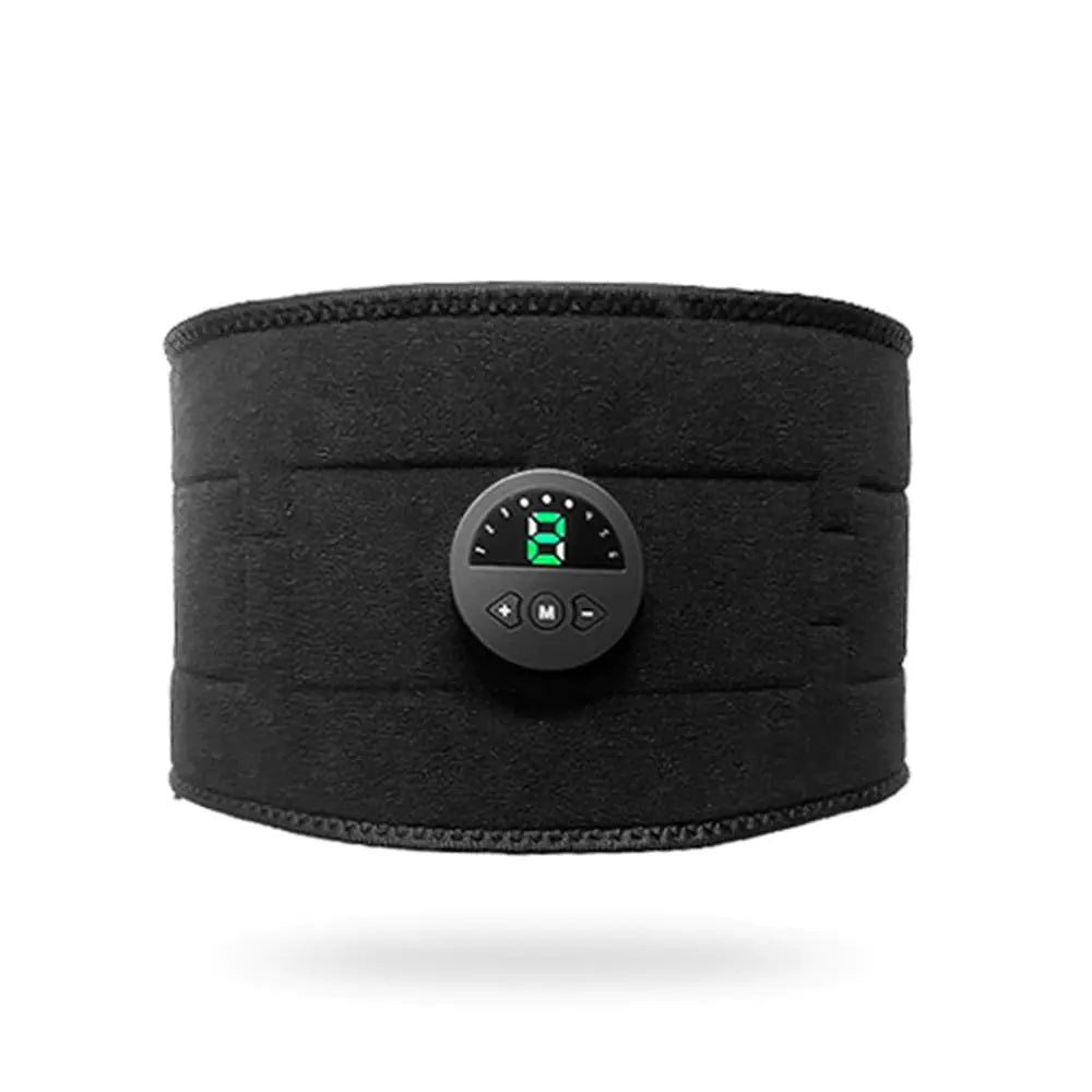 Abdominal Fitness Vibration Belt featuring EMS micro-electric technology for muscle activation and fat burning. Offers 6 modes, 9 vibration frequencies, and a USB charging design for convenience. Portable and ideal for quick shape transformation and post-use easy cleaning with a silicone sheet.- TNT Fitness Gear