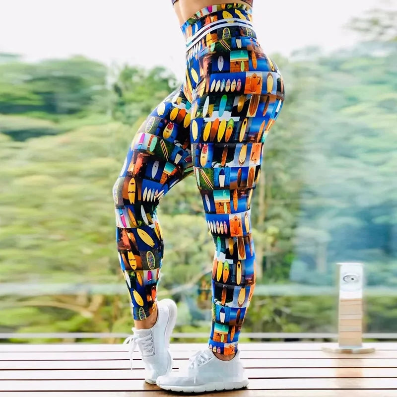 Women's high-waist push-up workout leggings available in a variety of unique colors and eye-catching prints. Crafted from stretchable, moisture-wicking fabric, these leggings offer a flattering fit, optimal comfort, and flexibility—perfect for workouts, yoga, or making a stylish athleisure statement. - TNT Fitness Gear