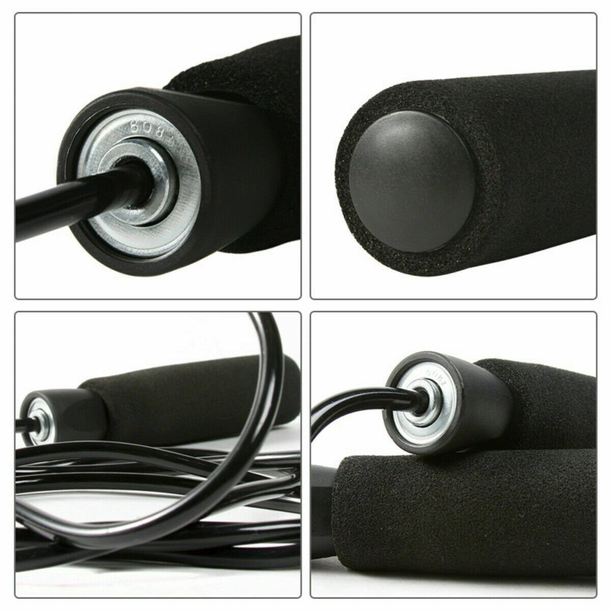 Adjustable speed jump rope for boxing, aerobic exercise, and tangle-free fitness workouts. Smooth design by TNT Fitness Gear