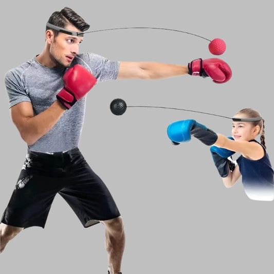 Head-worn boxing reflex ball with an adjustable elastic headband, designed for improving hand-eye coordination, reflexes, and overall boxing skills. Lightweight and portable, suitable for athletes of all levels