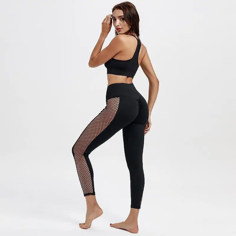 High Waisted Mesh Patchwork Workout Leggings - TNT Fitness