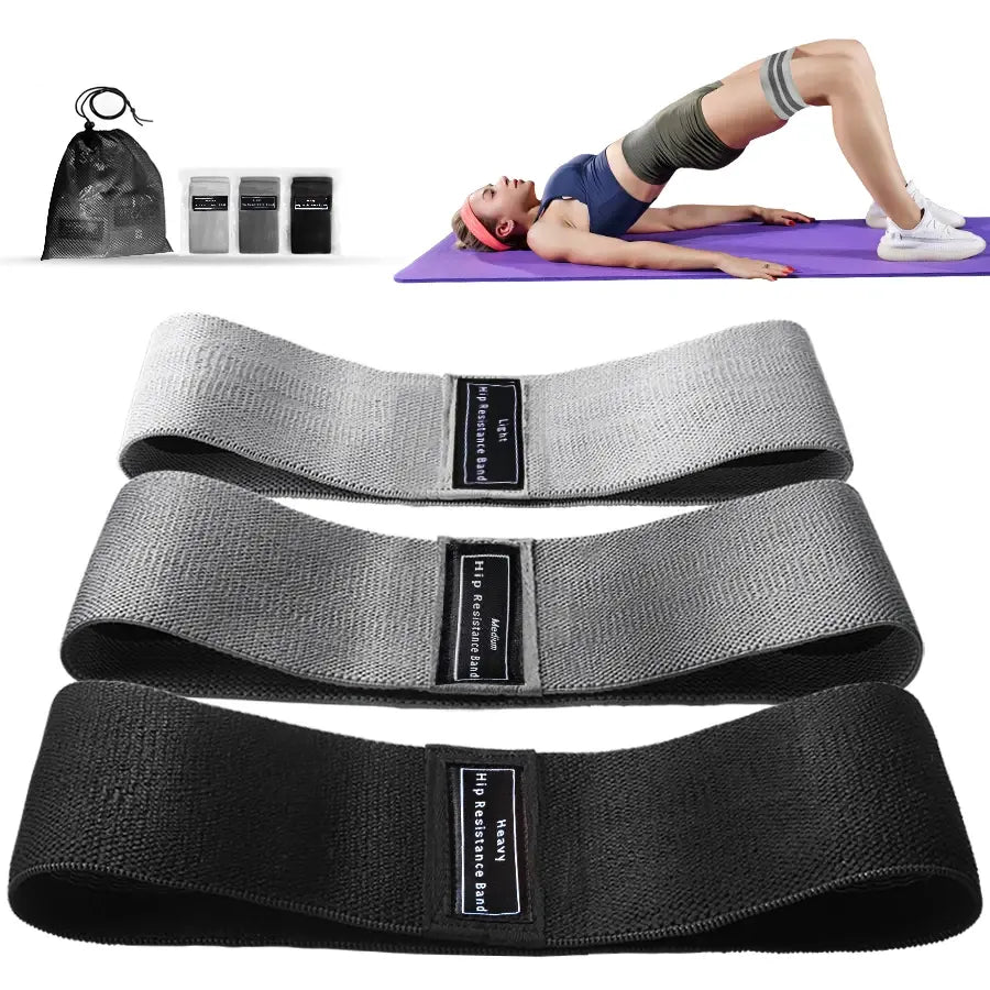 Premium hip, booty, and thigh workout bands made with durable, non-slip fabric. Ideal for strength training, toning, and sculpting lower body muscles. Lightweight, portable, and perfect for workouts at home, the gym, or on the go. - TNT Fitness Gear