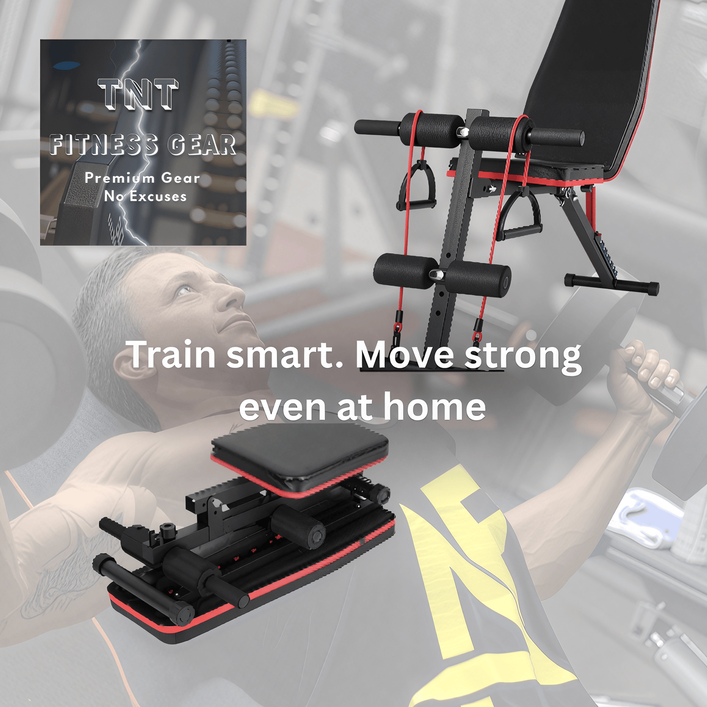 Home Dumbbell Bench Crunches Fitness Equipment with Resistance Band - TNT Fitness
