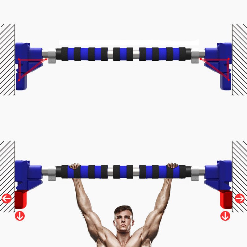 Sturdy horizontal pull-up bar for doorways, perfect for upper body workouts. Easy to install and remove, with foam grips for a secure and comfortable hold. Supports a variety of pull-up exercises.