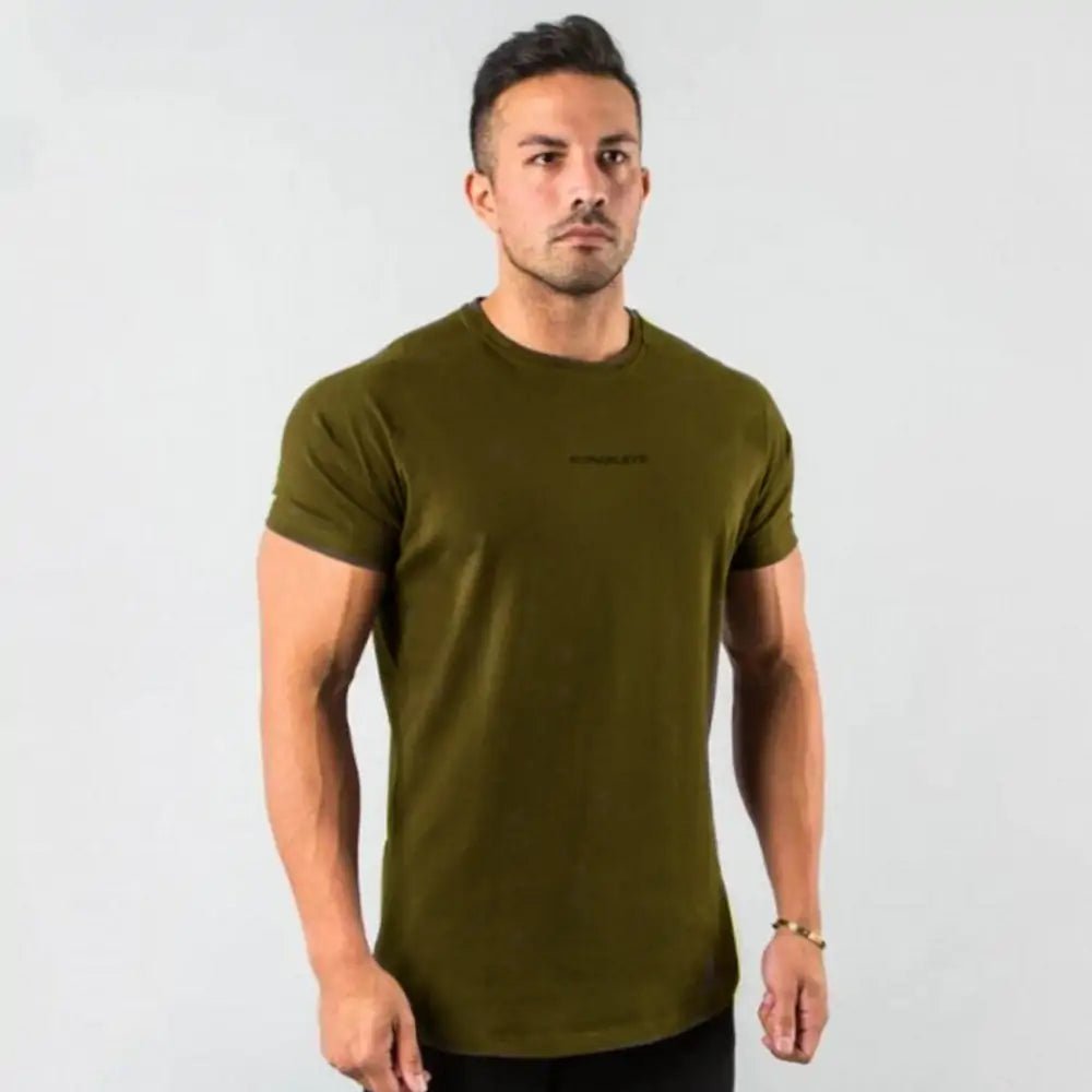 Men's Fitted Gym T-Shirt: Premium 100% cotton T-shirt with a breathable, moisture-wicking design and a flattering slim fit, ideal for gym workouts, running, or casual wear. TNT Fitness Gear