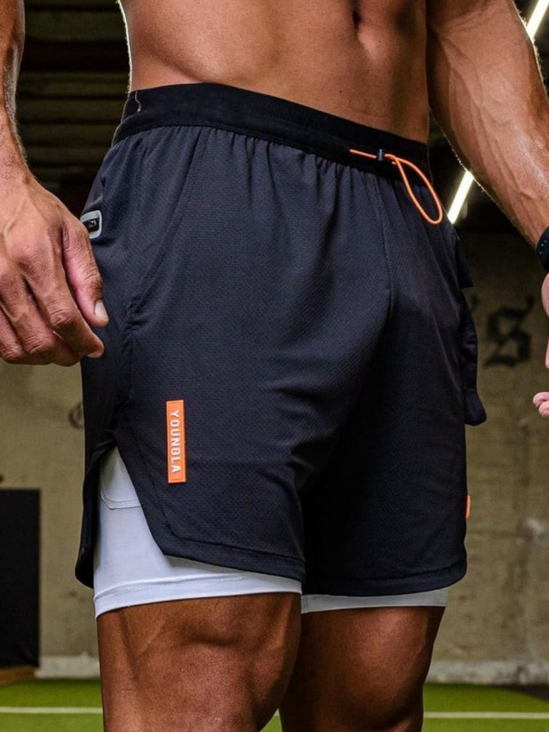 Men's 2 in - 1 Drawstring Shorts—Comfort & Storage - TNT Fitness Gear - TNT Fitness