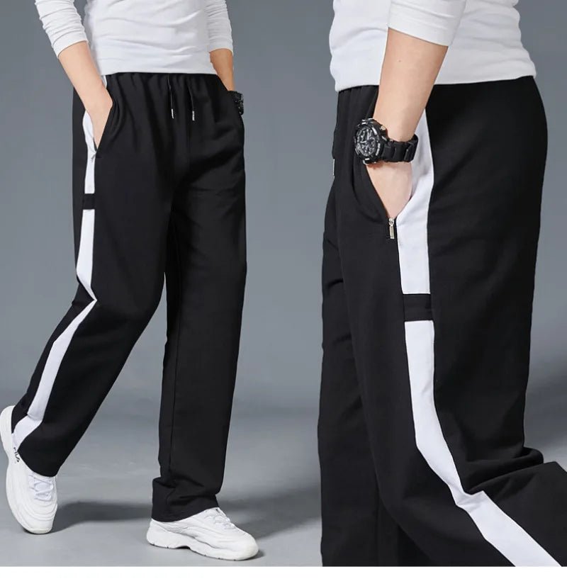 Men’s Loose Fit Stripe Sweatpants – Gym & Running Training Pants - TNT Fitness