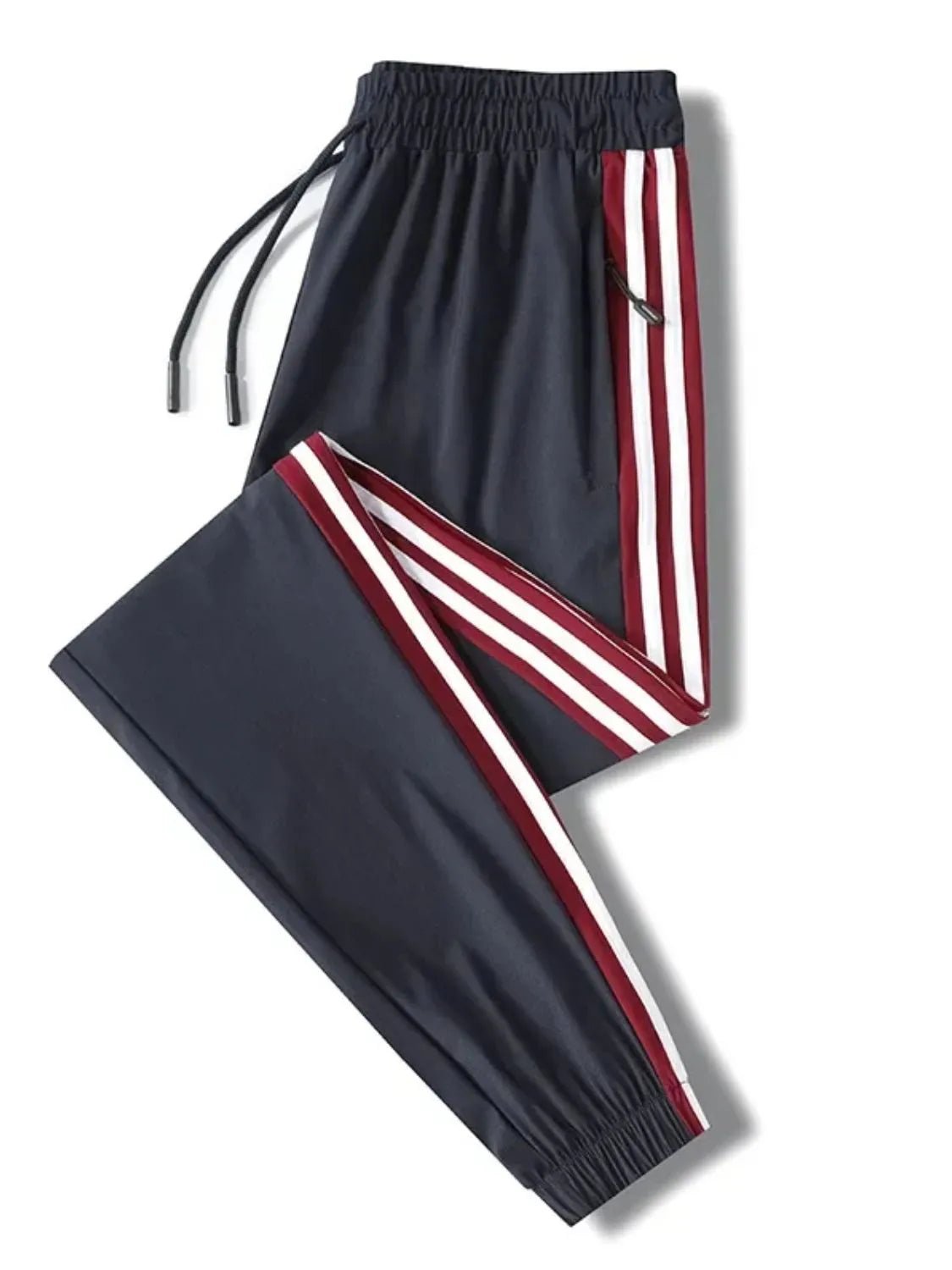 Men’s side-striped performance workout pants athletic fit polyester spandex training pants