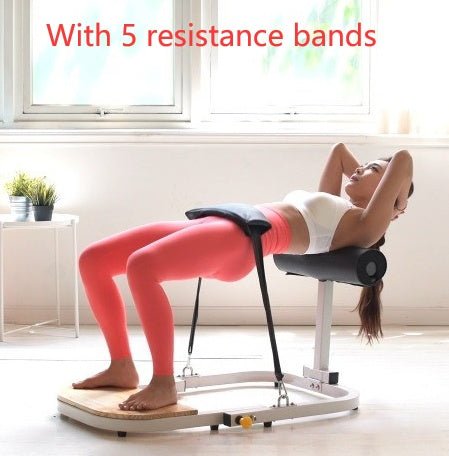 Innovative home fitness hip thrust exerciser made with sturdy iron and wood construction, featuring foam padding for added comfort. Designed for versatile home workouts, suitable for all fitness levels, and compact for easy storage in any space - TNT Fitness Gear