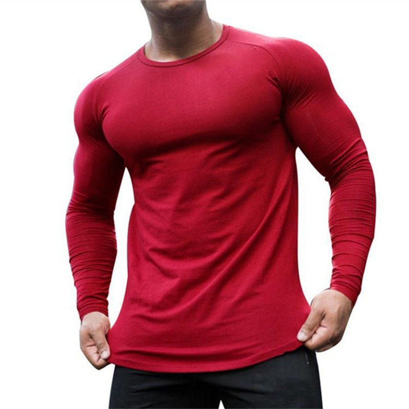 Men's quick-dry long sleeve gym shirt for fitness, running, and bodybuilding. Perfect workout gear by TNT Fitness Gear