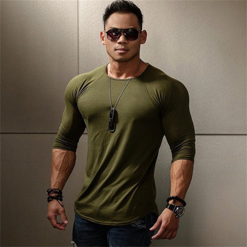 Men's quick-dry long sleeve gym shirt for fitness, running, and bodybuilding. Perfect workout gear by TNT Fitness Gear